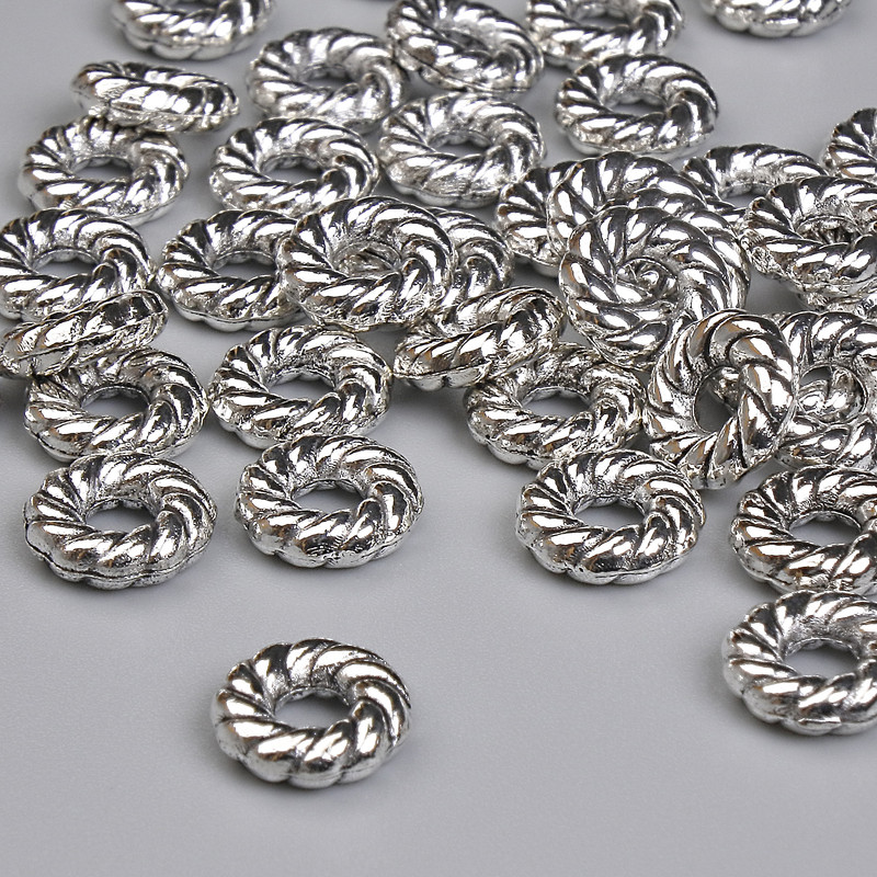 Bead Spacer, Silver Metal Colour, Diameter 8x2mm+/- Hole Diameter 3.2mm+/- Pack 20g ~39pcs+