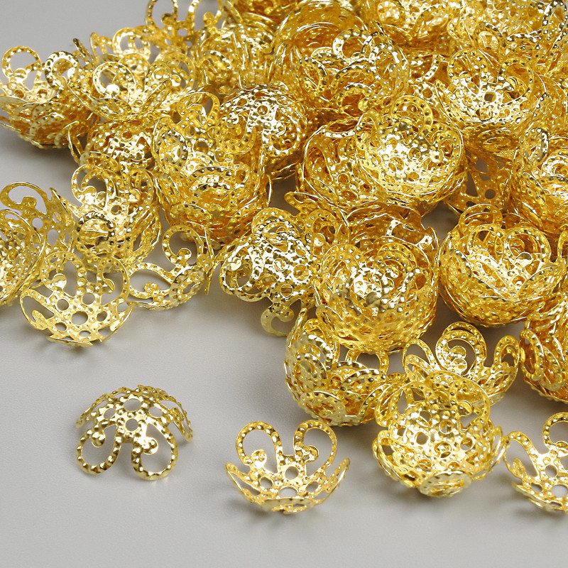 Bead Cap, Light Gold Metal Colour, Diameter 10x1mm+/- Hole Diameter 1.5mm+/- Pack 20g ~200pcs+