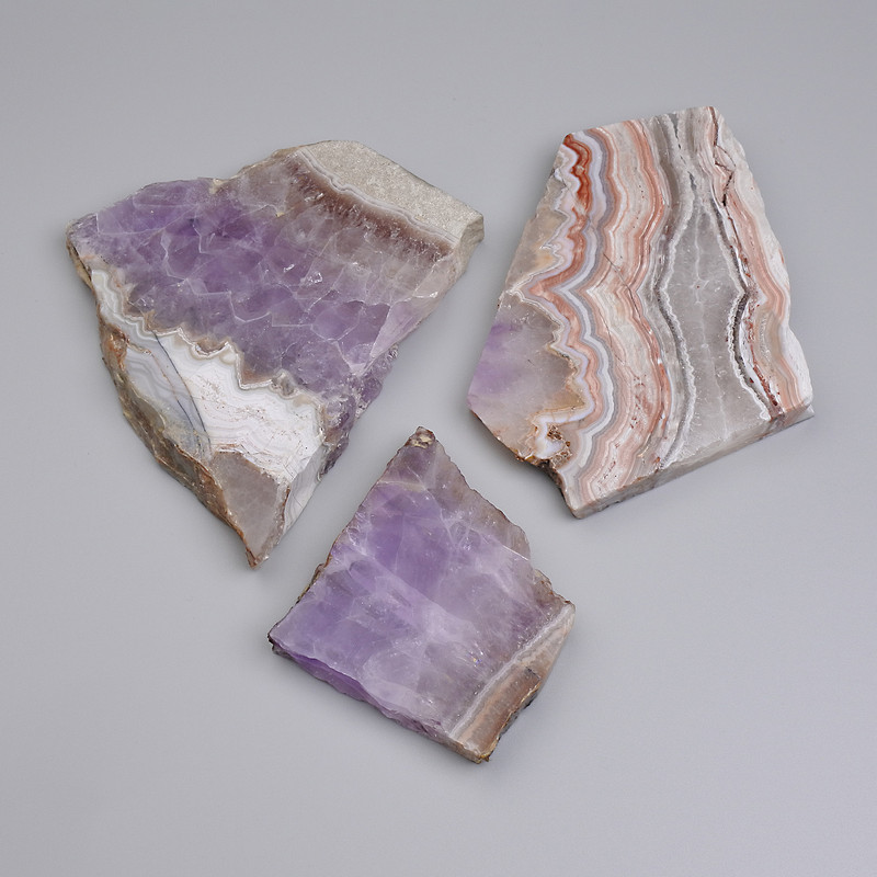 Souvenir Plate of Natural Amethyst with Agate Stone 56x41x10 (Assorted Size) (Price per 100g)
