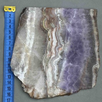 Amethyst with Agate Natural Stone Souvenir Slab, 16x15.5x1cm+/- (Weight 556g)