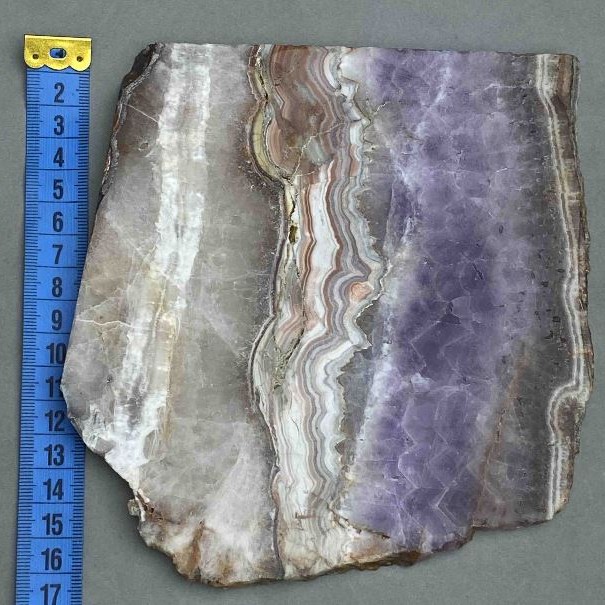 Amethyst with Agate Natural Stone Souvenir Slab, 16x15.5x1cm+/- (Weight 556g)