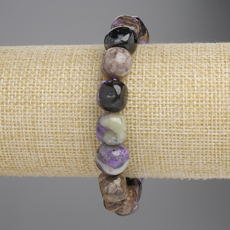 Charoite Tumbled Bead Bracelet, Diameter 11x10.5mm+/-, Length 18cm+/-, Stretch