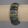Moss Agate Link Bracelet, Diameter 25x11mm+/-, Length 18cm+/-, Stretch (with natural imperfections)