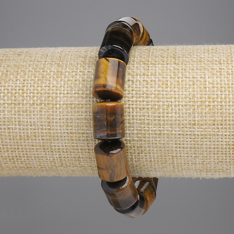 Tiger's Eye Cylinder Bracelet, Diameter 14x11.5mm+/-, Length 18cm+/-, Stretch