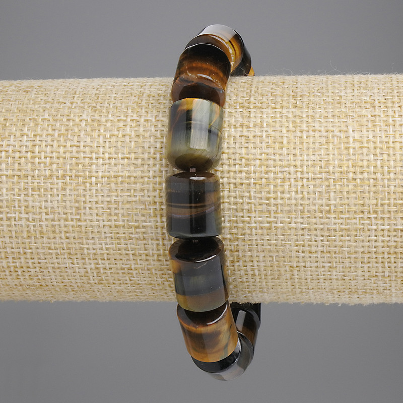 Hawk's Eye Cylinder Bracelet, Diameter 14x11.5mm+/-, Length 18cm+/-, Stretch