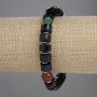 Agate Bracelet, Cylinder Beads, Diameter 10x6mm +/- Rondelle 8x4mm +/- Round Bead 10mm +/-, with Metal Inserts, Length 18cm +/- Stretch