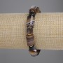 Agate Bracelet, Cylinder, Diameter 14x10mm +/- 8.5x6mm +/-, with Metal Inserts, Length 18cm +/- Stretch