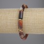 Agate Bracelet, Cylinder, Diameter 15x8mm +/-, with Metal Inserts, Length 18cm +/- Stretch