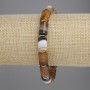 Agate Cylinder Bracelet, diameter 11.5x8mm+- with metal inserts, length 18cm+- stretch