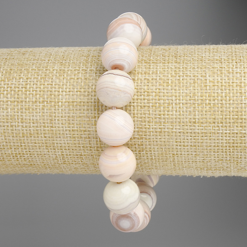 Agate Smooth Ball Bracelet, diameter 14mm+-, length 18cm+- stretch