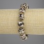 Agate Smooth Ball Bracelet, diameter 12mm+- with metal inserts, length 18cm+- stretch