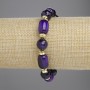 Agate Barrel Bracelet, diameter 13.5x9mm+- faceted ball 10mm+- with metal inserts, length 18cm+- stretch
