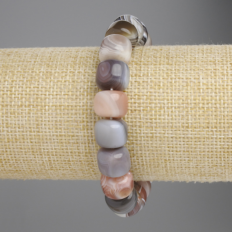 Agate Cylinder Bracelet, diameter 12x9mm+-, length 18cm+- stretch