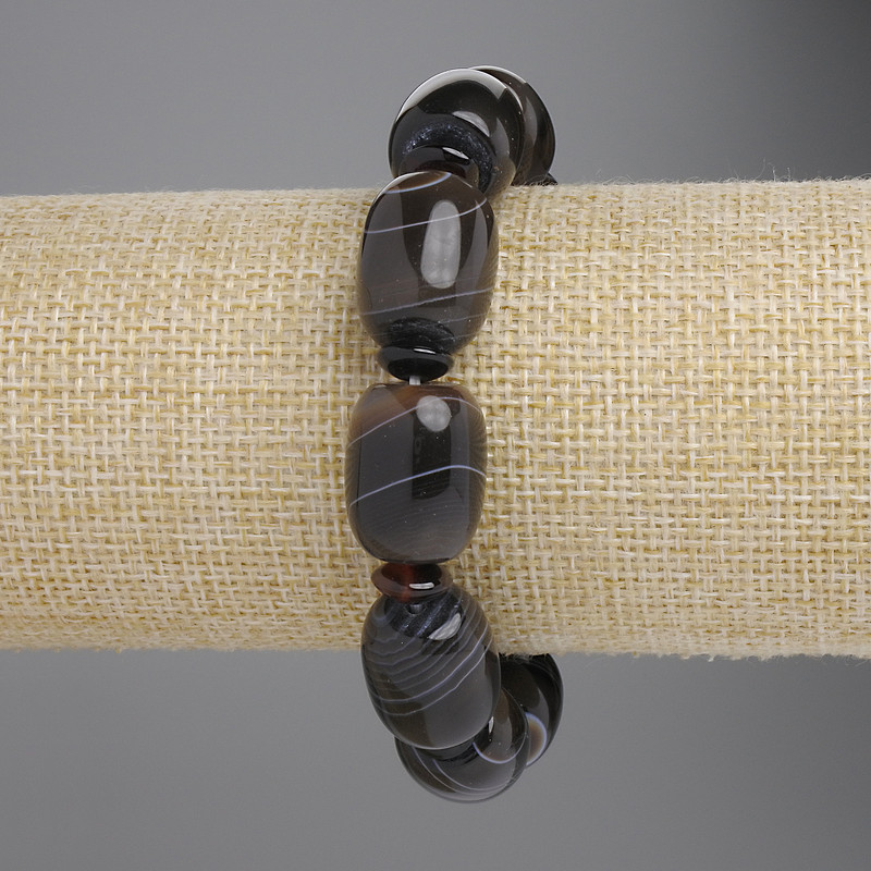 Agate Barrel Bracelet, diameter 18x14mm+- rondelle 6x3mm+-, length 18cm+- stretch