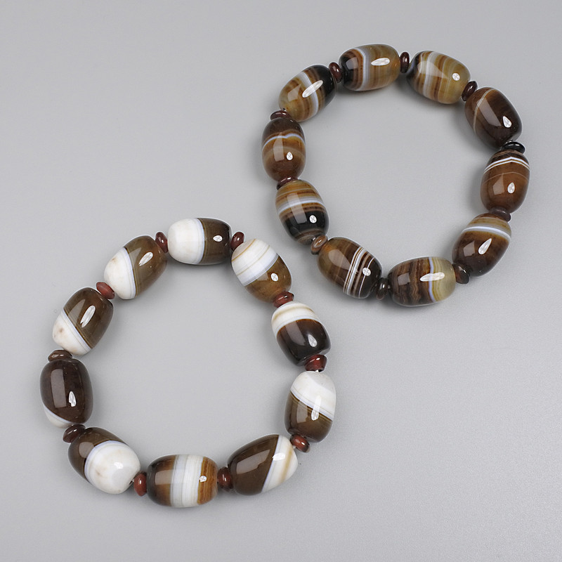Agate Barrel Bracelet, diameter 18x13mm+- rondelle 6x3mm+-, length 18cm+- stretch