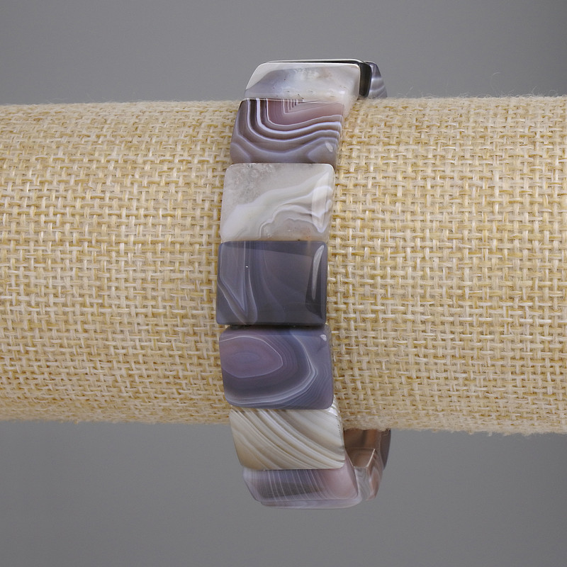 Botswana Agate Rectangular Link Bracelet, diameter 16x12mm+-, length 18cm+- stretch
