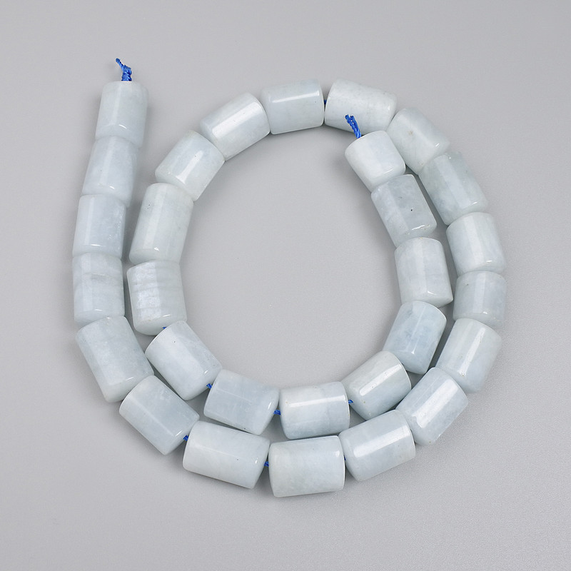 Aquamarine Triangle Tumbled Beads, Diameter 10-16x10mm+- on a String, Length 39cm+