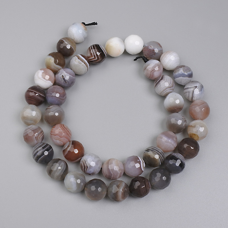 Botswana Agate Faceted Round Beads, Diameter 10mm+- on a String, Length 39cm+