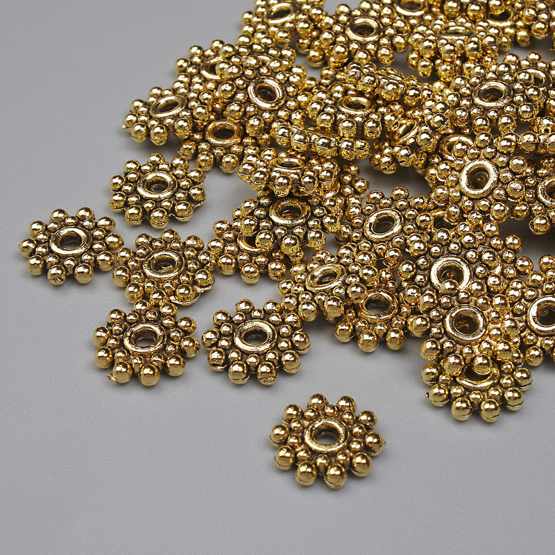 Spacer Bead Finding, gold-tone metal, diameter 8x1.5mm+/-, hole diameter 1.5mm+/-, pack 20g ~54pcs+