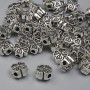 Clover Spacer Bead Finding, silver-tone metal, diameter 6mm+/-, hole diameter 1.5mm+/-, pack 20g ~41pcs+