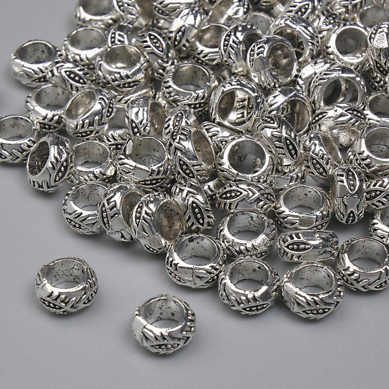 Spacer Bead Finding, silver-tone metal, diameter 5x3mm+/-, hole diameter 3.5mm+/-, pack 20g ~104pcs+