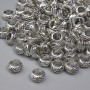 Spacer Bead Finding, silver-tone metal, diameter 5x3mm+/-, hole diameter 3.5mm+/-, pack 20g ~104pcs+