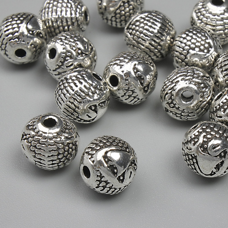 Spacer Bead Finding, silver-tone metal, diameter 8mm+/-, hole diameter 1.9mm+/-, pack 20g ~14pcs+
