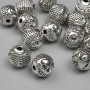 Spacer Bead Finding, silver-tone metal, diameter 8mm+/-, hole diameter 1.9mm+/-, pack 20g ~14pcs+