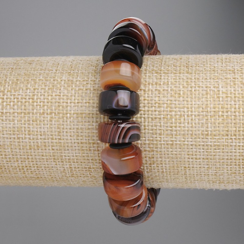 Agate Rondelle Bracelet, Diameter 15x7-7.5mm+- Rondelle 8x1mm+-, Length 18cm+- Stretch