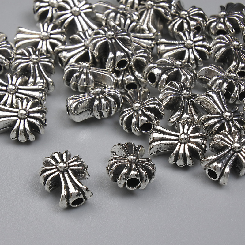 Findings Bead Insert Cross, Metal Colour Silver, Diameter 8.5x7mm+- Hole Diameter 2.2mm+-, Packaging 20g (~30pcs)