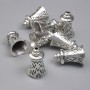 Bead Cap Finding, Silver Metal Colour, Diameter 17x11mm+/-, Hole 1mm+/-, Pack 20g (~8pcs)