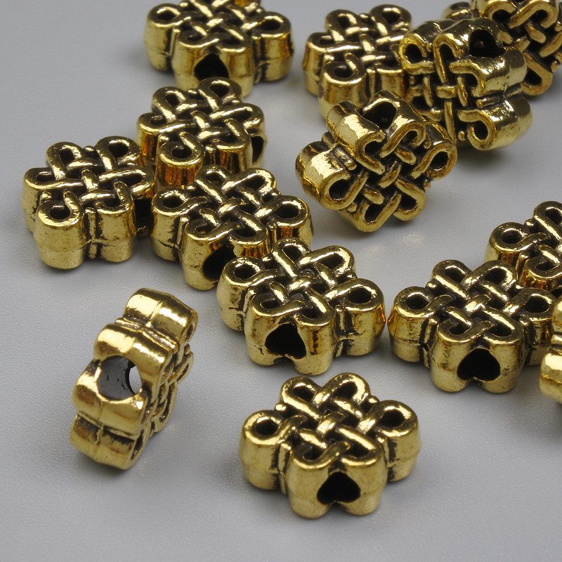 Bead Spacer Infinity Knot Finding, Gold Metal Colour, Diameter 9x11.5mm+/-, Hole 2.5mm+/-, Pack 20g (~14pcs)