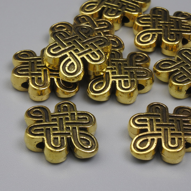 Jewellery Findings Infinity Knot Spacer Bead, Gold Metal Colour, Diameter 13x17mm+/- Hole 1.3mm+/- Pack 20g (~9 pcs)
