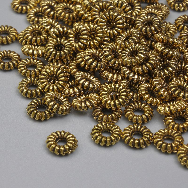 Gold-Tone Metal Spacer Bead, Diameter 6x2mm +/- Hole 2mm +/- Pack 20g (~94pcs)