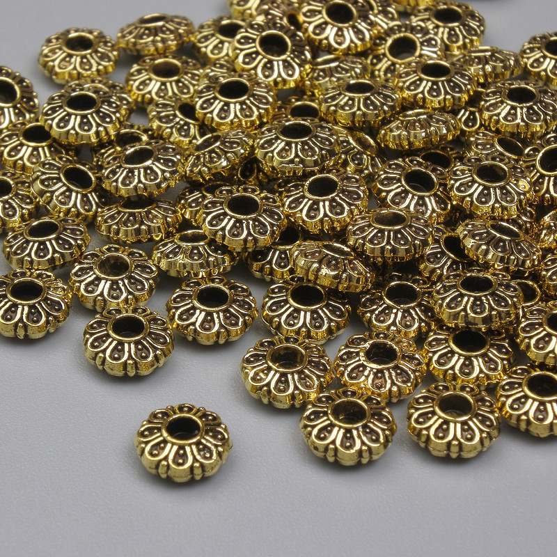 Gold-Tone Metal Spacer Bead, Diameter 5.5x2.5mm +/- Hole 1.8mm +/- Pack 20g (~94pcs)