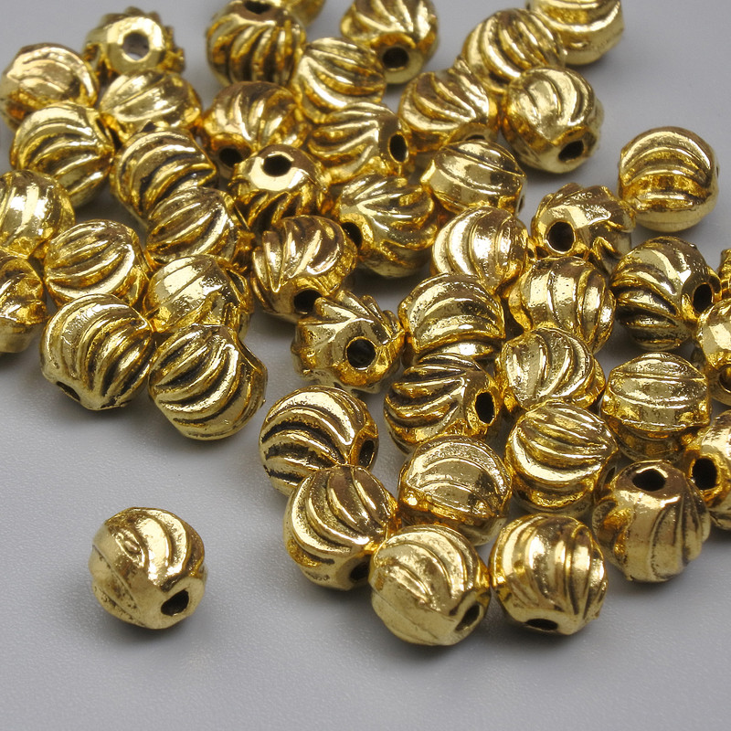 Gold-Tone Metal Spacer Bead, Diameter 5mm +/- Hole 1mm +/- Pack 20g (~52pcs)