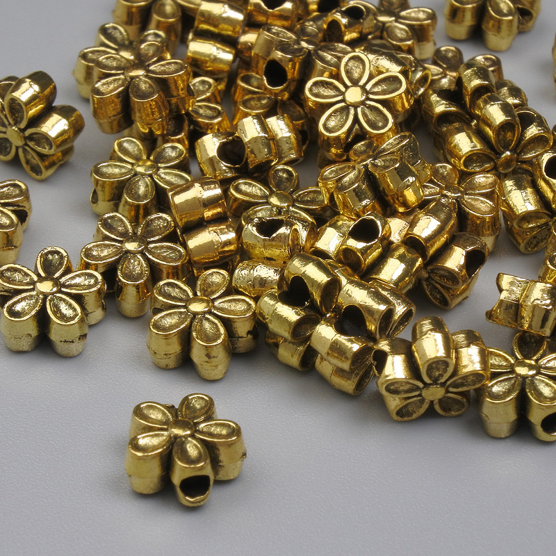 Gold-Tone Metal Spacer Bead, Diameter 7x3mm +/- Hole 1.5mm +/- Pack 20g (~47pcs)