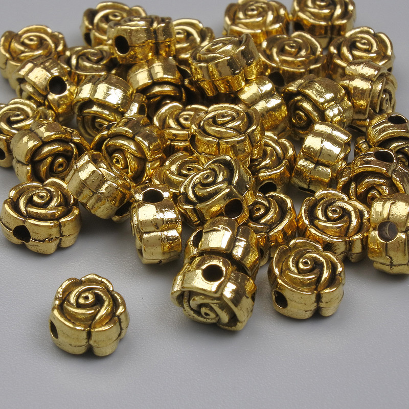 Gold-Tone Metal Spacer Bead, Diameter 6x4mm +/- Hole 1.5mm +/- Pack 20g (~37pcs)