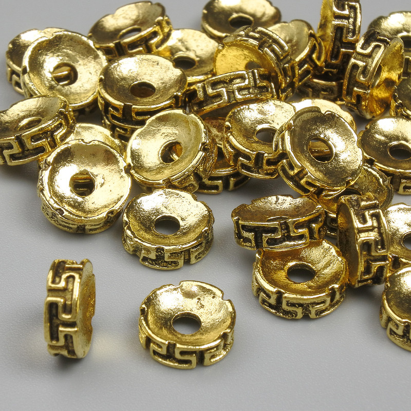 Gold-Tone Metal Spacer Bead, Diameter 8x2.5mm +/- Hole 2.2mm +/- Pack 20g (~34pcs)
