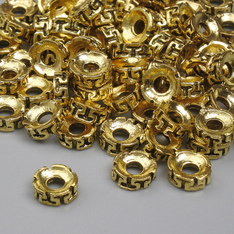 Gold-Tone Metal Spacer Bead, Diameter 6x2.5mm +/- Hole 2.2mm +/- Pack 20g (~74pcs)