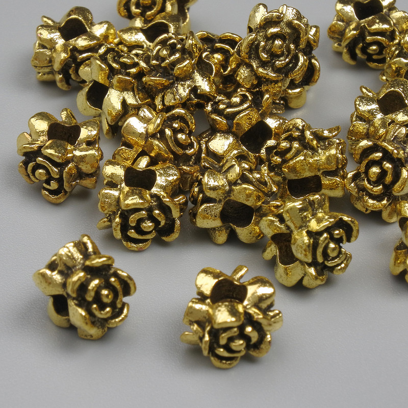 Jewellery findings gold-colour bead insert, diameter 8x5mm+/-, hole diameter 2.8mm+/-, pack 20g (~22 pcs)