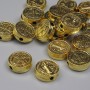 Jewellery findings gold-colour St Benedict bead insert, diameter 9mm+/-, hole diameter 1.5mm+/-, pack 20g (~20 pcs)