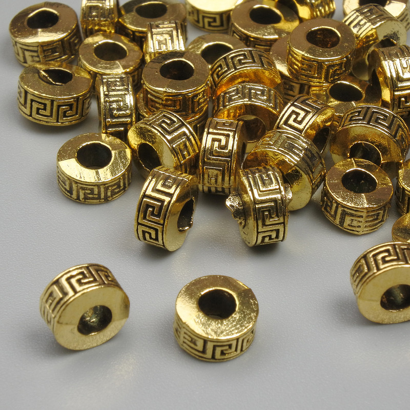 Jewellery findings gold-colour bead insert, diameter 6.5x4mm+/-, hole diameter 2.8mm+/-, pack 20g (~37 pcs)