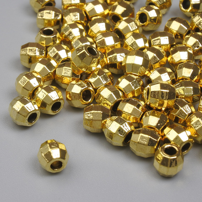 Jewellery findings gold-colour bead insert, diameter 4.5mm+/-, hole diameter 1.7mm+/-, pack 20g (~61 pcs)