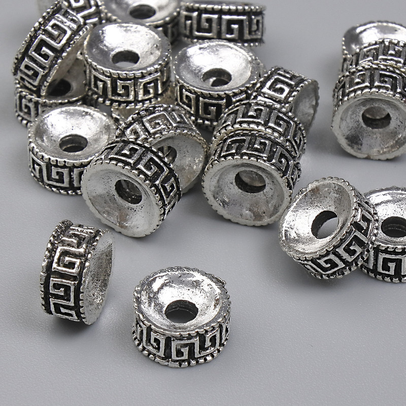 Jewellery findings silver-colour bead insert, diameter 8x4mm+/-, hole diameter 2.3mm+/-, pack 20g (~22 pcs)