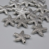 Starfish Bead Insert Finding, Silver Metal Colour, Diameter 14mm+-, Hole Diameter 1.5mm+-, Pack 20g (~14pcs)