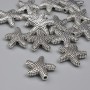 Starfish Bead Insert Finding, Silver Metal Colour, Diameter 14mm+-, Hole Diameter 1.5mm+-, Pack 20g (~14pcs)