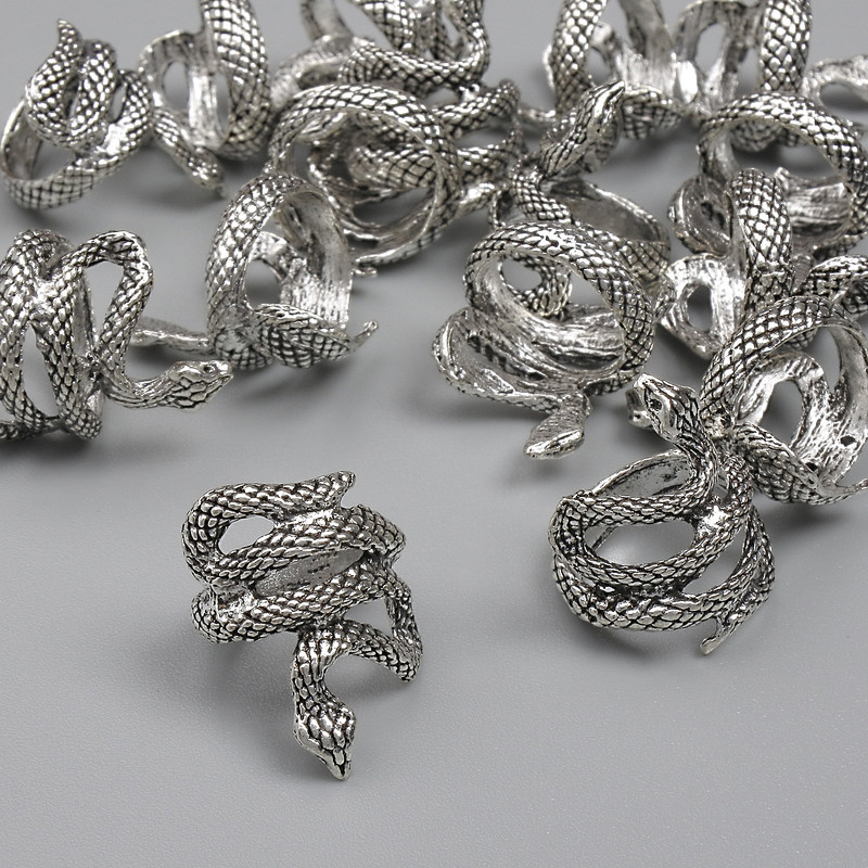 Snake Bead Insert Finding, Silver Metal Colour, Diameter 17x13mm+-, Hole Diameter 10mm+-, Pack 20g (~15pcs)