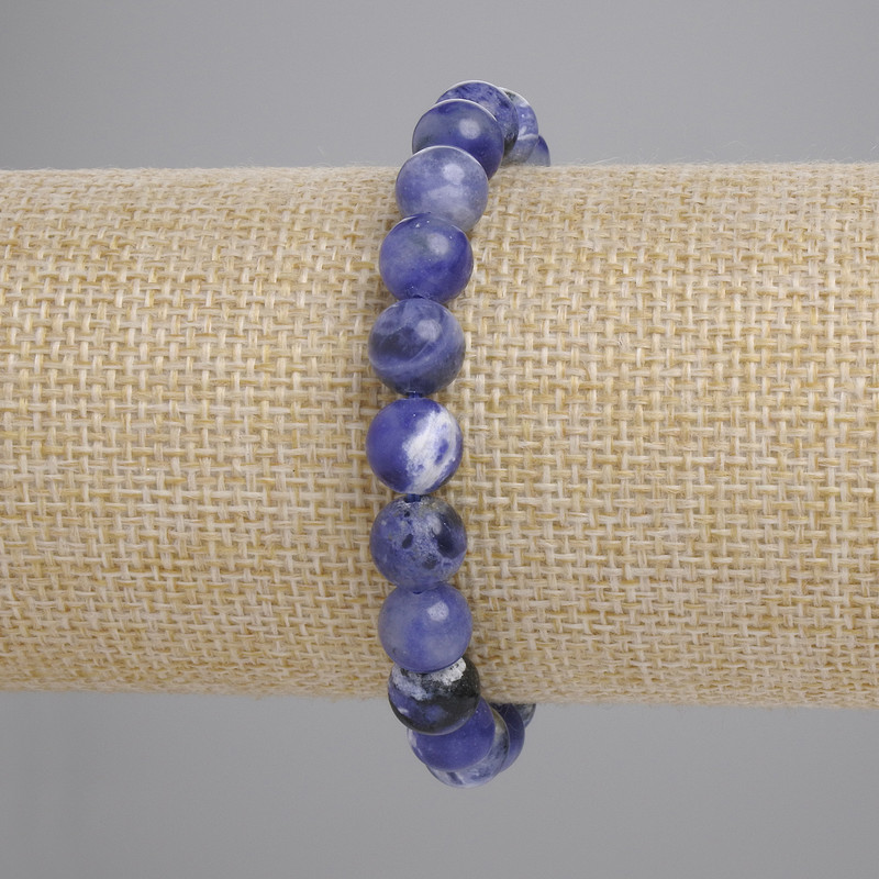 Sodalite Bracelet Smooth Round Bead, Diameter 8mm+-, Length 18cm+- Stretch