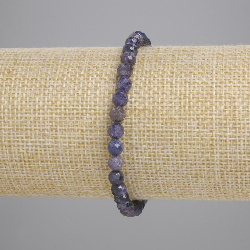 Sapphire Bracelet Faceted Round Bead 5mm+-, Length 18cm+- Stretch